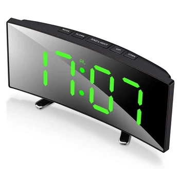 Ceas Digital de Alarmă, de 7 Inch Curbat Estompat LED Ceas Digital pentru Copii Dormitor, Verde Număr Mare de Ceas, Ușor Sma 284