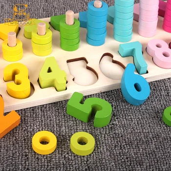 3D Numărul de Puzzle-uri din Lemn Curcubeu Cerc Conta Matematica Joc Educativ Copii Jucării pentru Copii Intelectuală de Învățare Cadouri Forma de Bord 666
