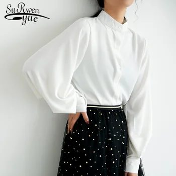 Toamna 2021 Moda Femei Șifon Tricouri De Epocă În Stil Hong Kong Felinar Camasa Cu Maneci Solidă Maneca Lunga Butonul Bluze 6462 50
