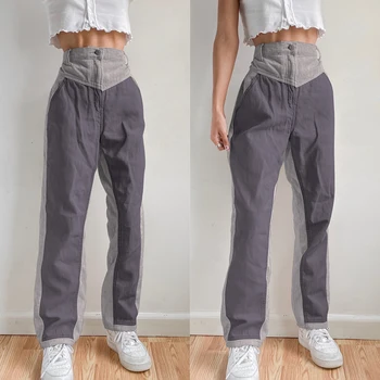 SUCHCUTE Mozaic Estetica Pantaloni de Catifea Talie Mare Y2K Moda Femei Pantaloni Streetwear 90 Tinutele Casual Joggeri