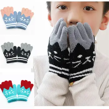 Îmbinare Manusi de Iarna pentru Copii Baieti Fete Mănuși Tricotate Cald Coarda Deget Plin Mănuși cu un deget Mănuși pentru Copii jocuri pentru Copii