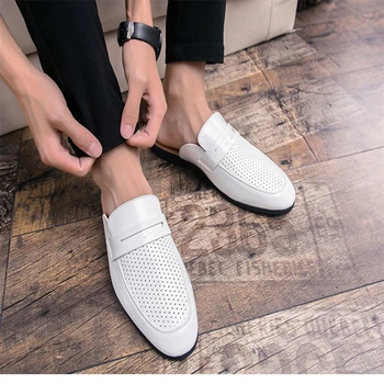 Merkmak Moda De Vara Barbati Pantofi Respirabil Bărbați Sandale Slip Pe Papuci Din Piele Gaura Pantofi Plat Pentru Bărbați Ușor, Mocasini