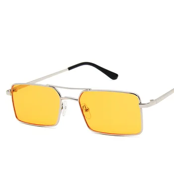 Retro Aur Dreptunghiulară ochelari de Soare Personalitate Cadru Metalic Pătrat Mic ochelari de Soare UV400 Lentile Transparente 10060
