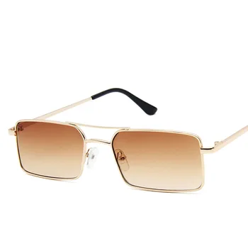 Retro Aur Dreptunghiulară ochelari de Soare Personalitate Cadru Metalic Pătrat Mic ochelari de Soare UV400 Lentile Transparente