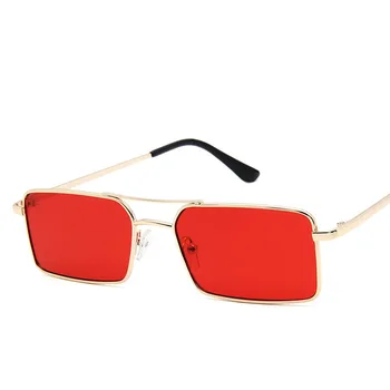 Retro Aur Dreptunghiulară ochelari de Soare Personalitate Cadru Metalic Pătrat Mic ochelari de Soare UV400 Lentile Transparente