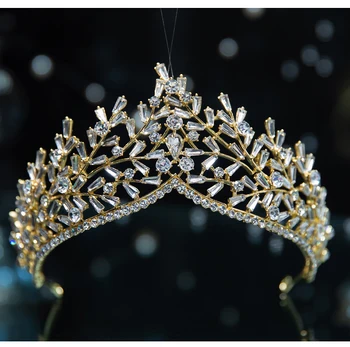 Simplu Bijuterii de Păr de culoare de aur delicat Cristal de Mireasa Zeita Coroana Stras Mireasa Tiara cu Bandă de susținere Pentru Femeile de Nunta Concurs 10062