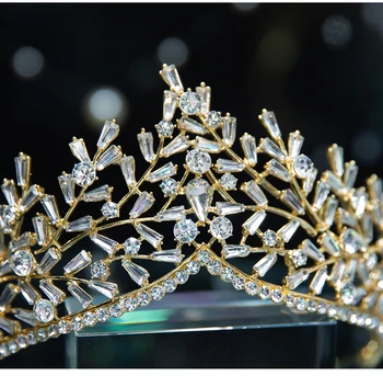 Simplu Bijuterii de Păr de culoare de aur delicat Cristal de Mireasa Zeita Coroana Stras Mireasa Tiara cu Bandă de susținere Pentru Femeile de Nunta Concurs