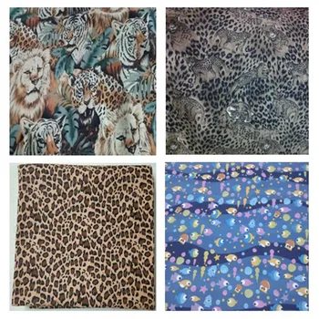50x145cm Gros Royal Brown Animale, Leu, Tigru, Leopard & Pește Ocean Panza de Bumbac Tesatura Mozaic fete de masa perdea de decor acasă