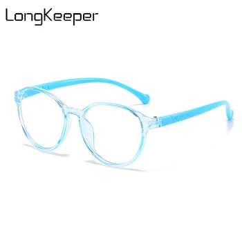 LongKeeper Rotund Anti Blue Light Ochelari Moda pentru Copii Verde Albastru Ochelari Cadru de Copii, Băiat, Fată Clar Lentile UV400 Ochelari