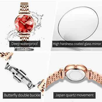 OLEVS Nouă Femei de Lux Bijuterie Cuarț Ceas din Oțel Inoxidabil rezistent la apa Curea Ceas Pentru Femei de Moda Prezent Ceas