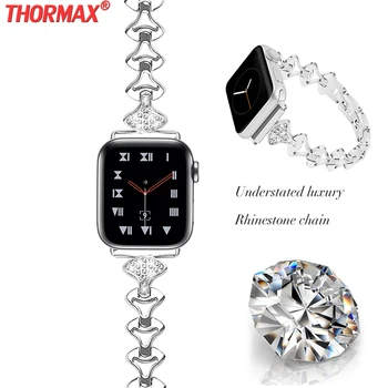Brățară cu diamante apple watch band Seria 5 4 3 Curea din Otel Inoxidabil 38mm/40mm/42mm/44mm Curea Pentru Apple Watch pentru Femei curea
