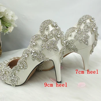 BaoYaFang Fildeș Nunta de Cristal pantofi femei tocuri Ascuțite Toe de Mireasa rochie de petrecere pantofi de femeie 9cm Subțire de Înaltă Pompe de sex Feminin
