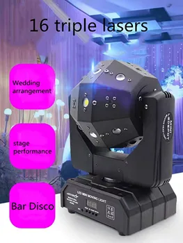 16X3W 3in1 cu Laser pentru DJ petrecere disco etapă minge de lumini în Mișcare Cap Lumina Laser Rock Stage Bar Rotativ și Lumină