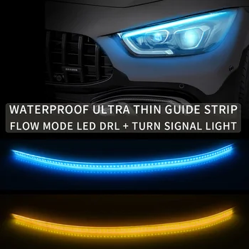 DRL 30 45 60cm Daytime Running Light Auto care Curge de semnalizare Flexibil Tub Moale Ghid Mașină de Benzi cu LED-uri Ultrafine Impermeabil alb