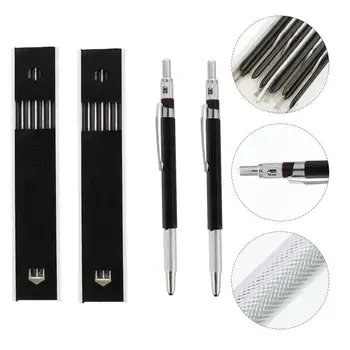 2 Seturi De Creion Profesional Durabil Automată Dulgheri Pentru Școala De Desen Inginerie Marker Negru Metal Creion Mecanic