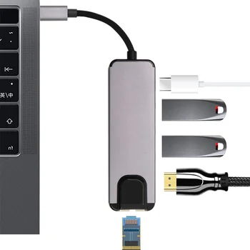C USB Adaptor Ethernet Hub USB Converter 4K HDMI Tip C 3.0 USB la RJ45 Lan placa de Retea Pentru Macbook USB Ethernet