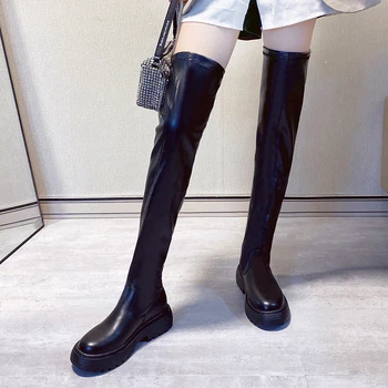 Femei Cizme Înalte de Pluș Cald Iarna Peste Genunchi Cizme Lungi pentru Femei 2020 Moda Slim Cizme cu Platforma Pantofi Femei