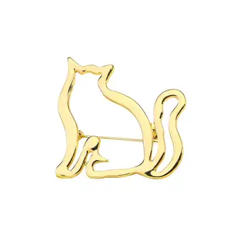 Amorcome Drăguț de Aur de Culoare Hollow Linie Pisica Animal Brosa pentru Femei, Haine de Iarnă Guler Rever Pin Sac Scraf Embleme Metalice Bijuterii