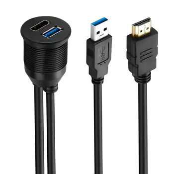 Bochara USB 2.0 USB 3.0+HDMI Compatibil Cablu de Extensie de sex Masculin la Feminin USB Flush Mount Panoul de Bord Cablu Pentru Auto Motociclete