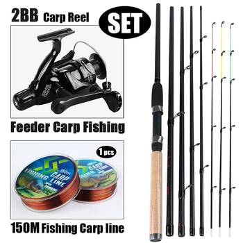 Sougayilang 3M Carp Fishing Rod Set de Role de Filare, Pescuit la Feeder Rod și 2BB Pescuit la Crap Mulinete, Rod 150m de Linia de Pescuit Combo