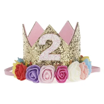 Copil nou-născut Coroana Banda 1-a/a 2-a zi de Naștere Copil Fata de Flori Decor Coroana de Aur Bentita Strălucire Coroane Pentru Cadouri