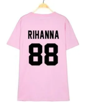 Rihanna roz tricou de moda pentru femei t shirt moletom face tumblr drăguț bibi tricou tricouri Rihanna 88 t camasa casual topuri tricouri