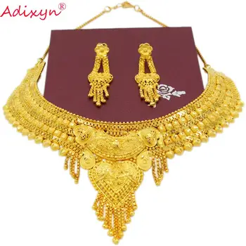 Adixyn 2020 Cravată Colier Cercei De Culoare De Aur/Cupru Seturi De Bijuterii Africane/Nigerian Accesorii De Mireasa Nunta Cadou N02217