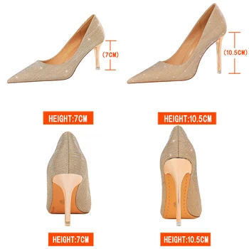 BIGTREE Pantofi cu Paiete Pânză Femeie Pompe Feliuta Tocuri inalte Femei Stiletto Sexy Femei Tocuri Doamnelor Pantofi de Moda Pantofi cu Toc 2021