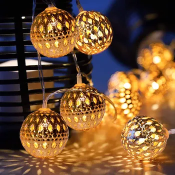 Alimentat de la baterie Marocan Globul de Argint Bile de Metal Șir de Lumini LED Glob de Lumină de Vacanță de Crăciun de Nunta Ghirlanda Petrecere Acasă Decor