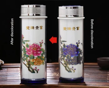 Creative ceramice de culoare-schimbarea Termosuri cana,Dubla linie ceașcă de ceai la modă Drinkware de afaceri din China Termosuri Cupa
