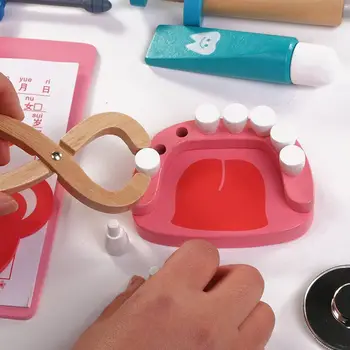 Medicale de Jucărie din Lemn Pretinde Joc Jucarii Medic Dentist Set de Simulare Dinți Verifica Jucărie Cosplay Doctor Joc pentru Copii Copil Fată Băiat