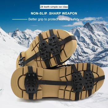 În Aer Liber, Recepție Deschisă 24-Dinte Simplu Crampoane De Pantofi Știfturi De Alpinism Zăpadă Gheare De Pantofi Lanțuri De Zăpadă De Noroi Anti-Derapare Pantof Acoperă