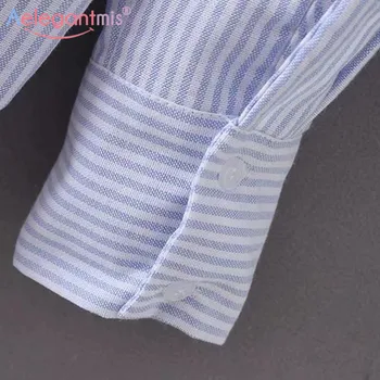 Aelegantmis Femei Elegante Office Lungi Bluza de Primavara-Vara cu Maneca Lunga Bluze cu Dungi Doamnelor de Turn-down Guler Camasa Casual Topuri