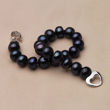 Natural Real Black Pearl Brățară Femei,Butonul Rotund De Apă Dulce Pearl Brățară Cadou De Aniversare
