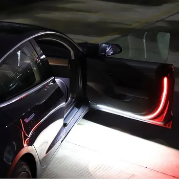 2 BUC Auto-styling Roșu-alb LED Streamer Ușa de Avertizare Anti-Coliziune Lumina de bun venit Decorative Centură de Lumina Portiera Atmosfera Lampa