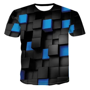 Vara T-shirt Mens Geometrice 3D Model tridimensional Digital de Imprimare T-shirt de sex Masculin Maneca Scurta Slim Fit Topuri Tricouri