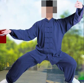 Unisex negru/albastru din bumbac tai chi uniforme taichi kung fu/arte martiale costume de wushu taiji seturi de îmbrăcăminte