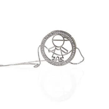 Noul design de Aur cupru alb cubic zirconia băiat fată pandantiv colier fetele petrecere de moda bijuterii drăguț pandantiv lanț cadou