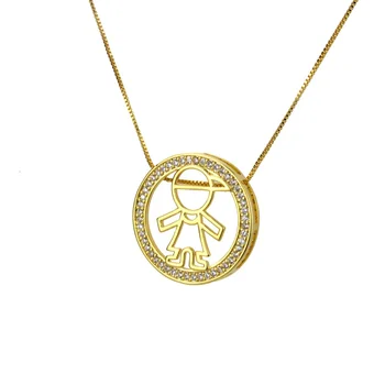 Noul design de Aur cupru alb cubic zirconia băiat fată pandantiv colier fetele petrecere de moda bijuterii drăguț pandantiv lanț cadou
