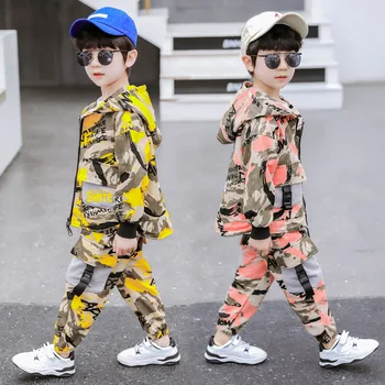 Copii Haine Băiat Seturi 2020 Primavara Toamna Noua Moda Camuflaj Stil de Joc cu Gluga pentru Copii Imbracaminte Pentru Baieti Trening 2-copil de 12