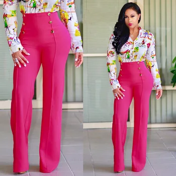 Femei Pantaloni Solidă Fierbinte de Vânzare Limitat Poliester Moda Vrac Postav Talie Elastic Niciunul 2019 Subțire Dublu Rânduri pantaloni Largi