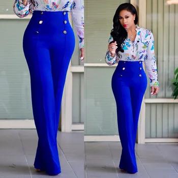 Femei Pantaloni Solidă Fierbinte de Vânzare Limitat Poliester Moda Vrac Postav Talie Elastic Niciunul 2019 Subțire Dublu Rânduri pantaloni Largi