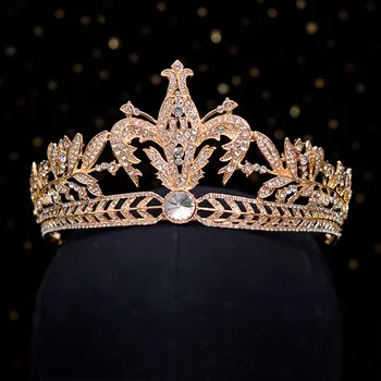 FORSEVEN Lumina Lux Crown Moda Mireasa Nunta Accesoriu de Par pentru Femei de Culoare de Aur Tiara Bentita Handmade JL 10474