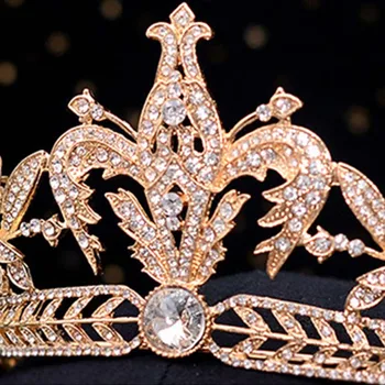 FORSEVEN Lumina Lux Crown Moda Mireasa Nunta Accesoriu de Par pentru Femei de Culoare de Aur Tiara Bentita Handmade JL