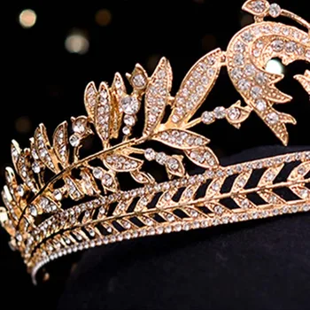 FORSEVEN Lumina Lux Crown Moda Mireasa Nunta Accesoriu de Par pentru Femei de Culoare de Aur Tiara Bentita Handmade JL