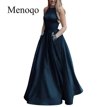 Menoqo New sosire sexy partid rochii de seara Vestido de Festa a-line rochie de bal conservatie buzunare Halat De Petrecere