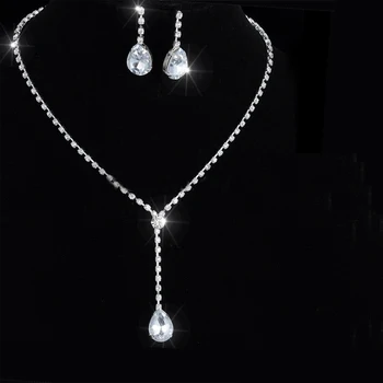 Rinhoo Trendy Culoare Argintie Mireasa Seturi de Bijuterii Pentru Femei Strălucitor CZ Zircon Cristal Colier Cercei Set Lux Petrecere de Nunta Cadou