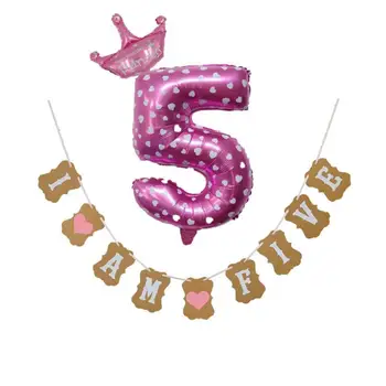 1 Set Nou Minunat Sunt Cinci Hârtie Kraft Banner 5 Ani Ziua de nastere Băiat Fată de 5 Baloane Petrecere, Decor Baloane Cadou