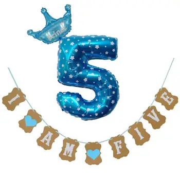 1 Set Nou Minunat Sunt Cinci Hârtie Kraft Banner 5 Ani Ziua de nastere Băiat Fată de 5 Baloane Petrecere, Decor Baloane Cadou