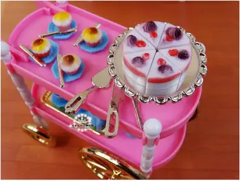 Reale pentru printesa barbie de luat masa, mașină de 1/6 bjd ken doll casa mobila bucatarie set de accesorii in miniatura tort de mâncare de jucărie 10658